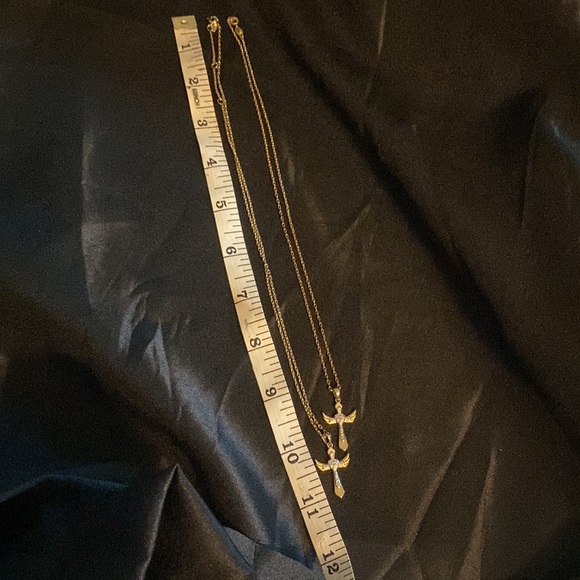 2 Dolce Giavonna Genuine Diamond 10” Kids Cross Necklace. - Picture 8 of 9